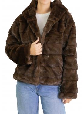 Pelliccia tinta unita con cappuccio